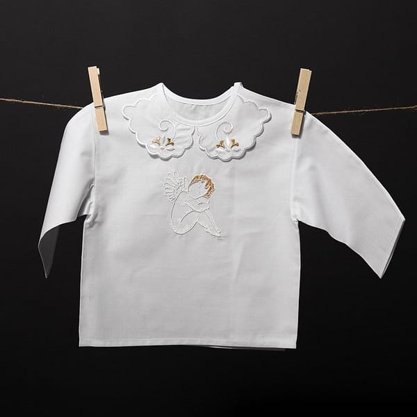 Embroidered christening gown with a little angel