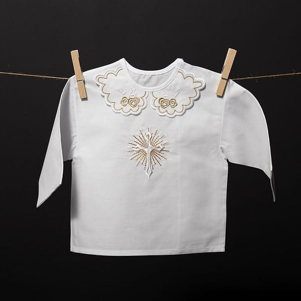 embroidered christening gown, embroidered christening gown with a collar
