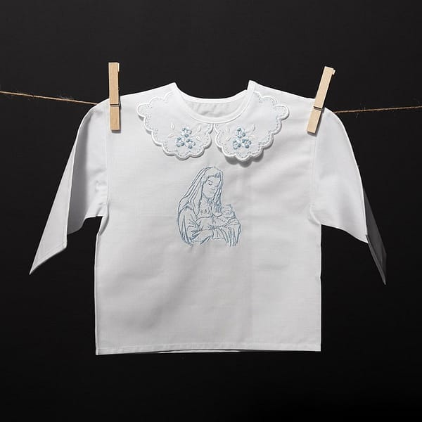 Maria Blue Christening Gown with Collar