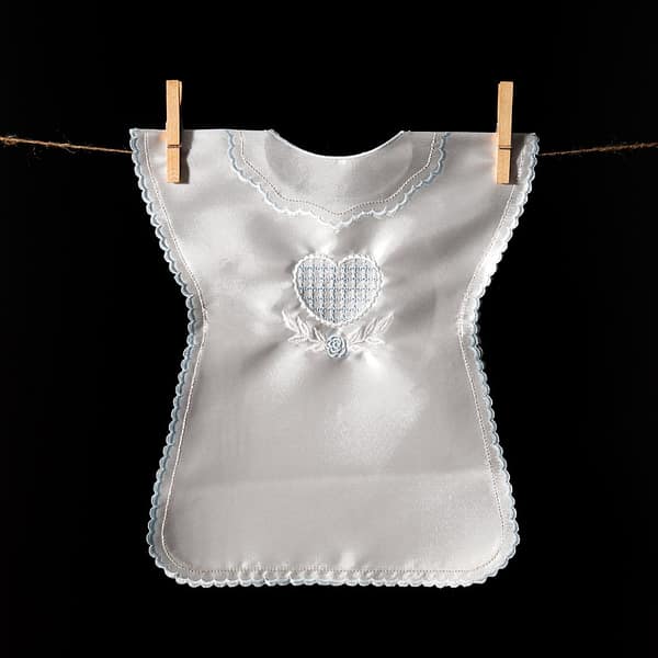 Satin christening gown with embroidery