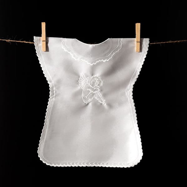 Satin christening gown without a collar