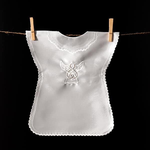 Satin Christening Gown with Angel Embroidery