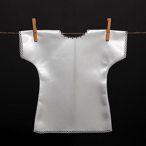 Satin christening gown without a collar