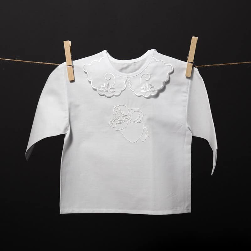 Christening gown with white angel embroidery
