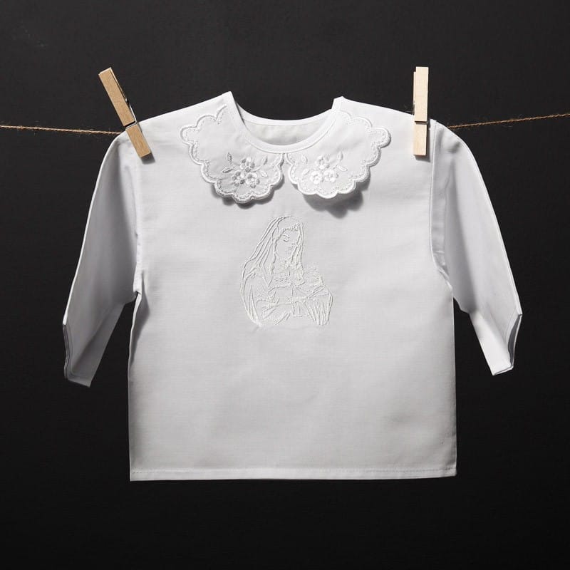 christening gown with a collar
