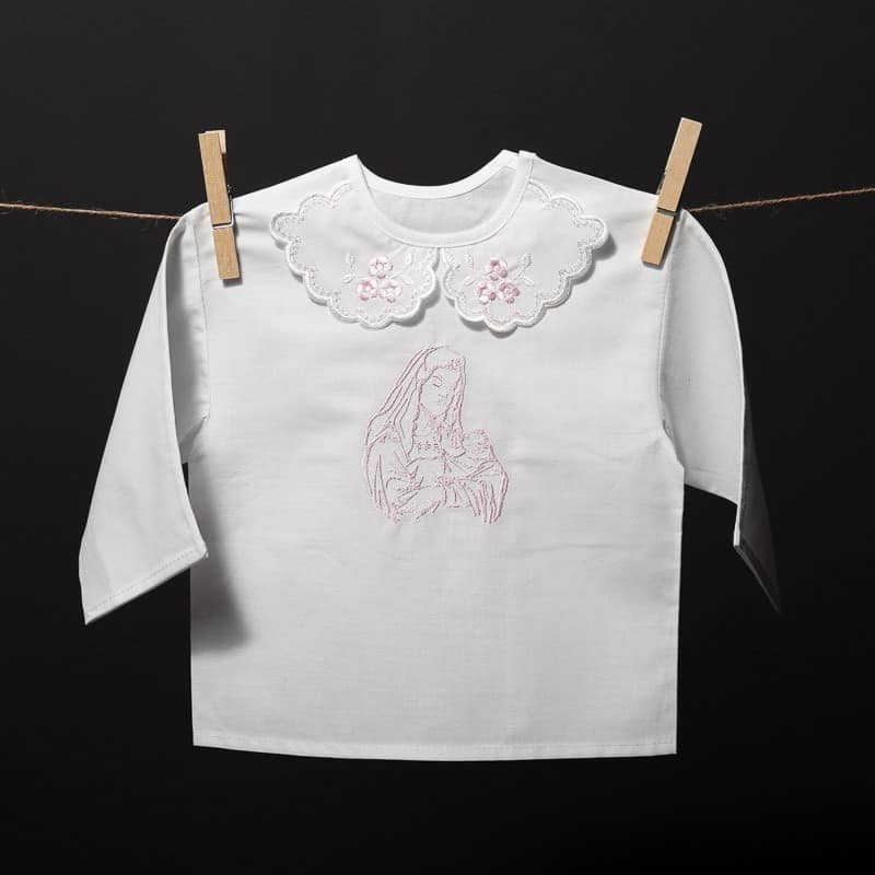 "Maria" Pink Embroidered Christening Gown