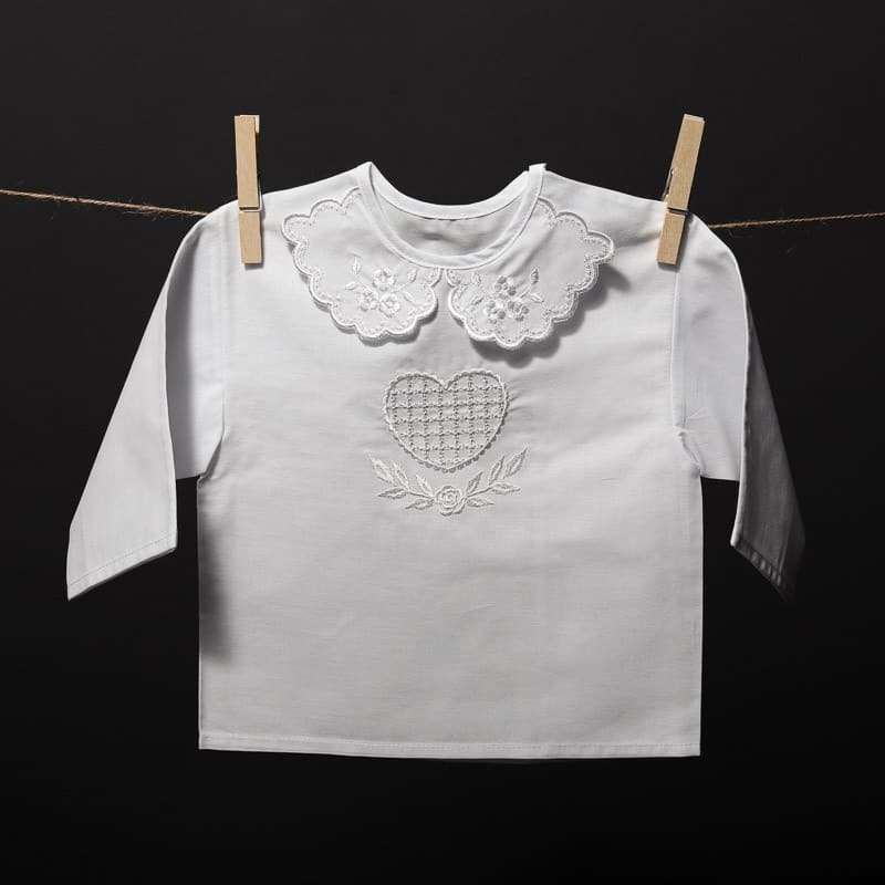 Christening gown with heart embroidery