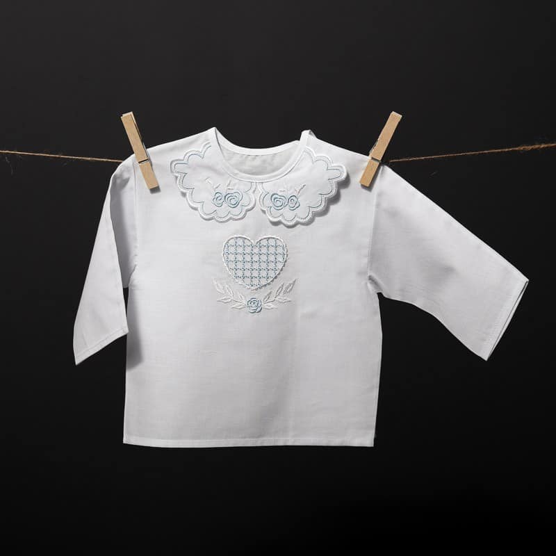 Christening gown with heart embroidery