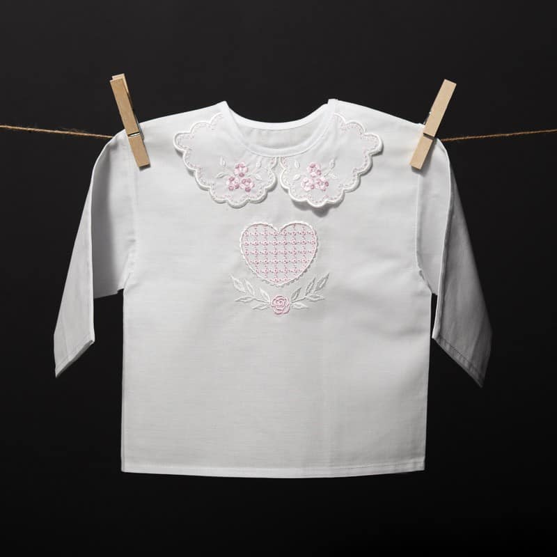Christening gown with heart embroidery