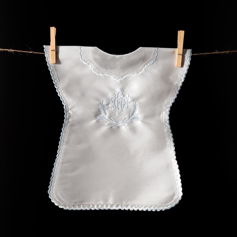 Satin christening gown without a collar