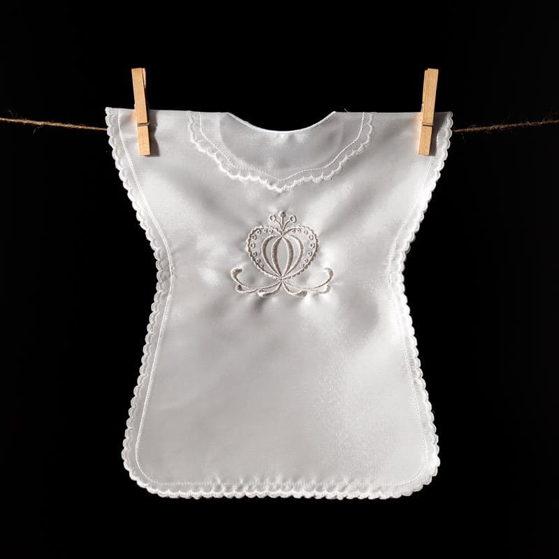 Sleeveless satin christening gown