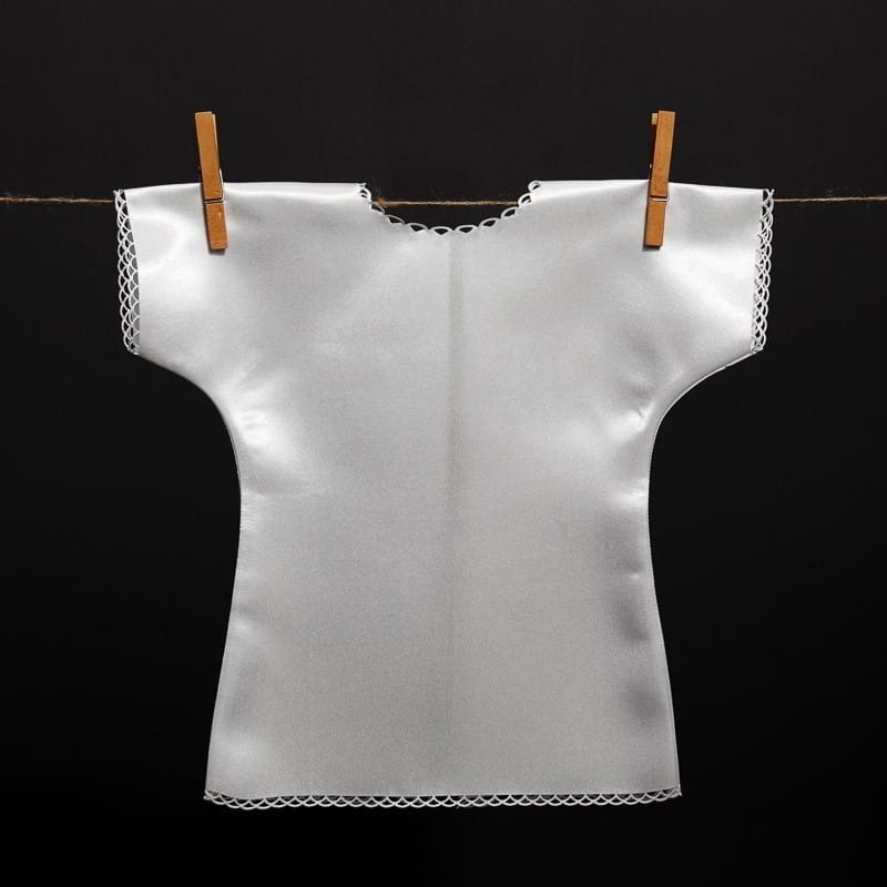 Satin christening gown without a collar